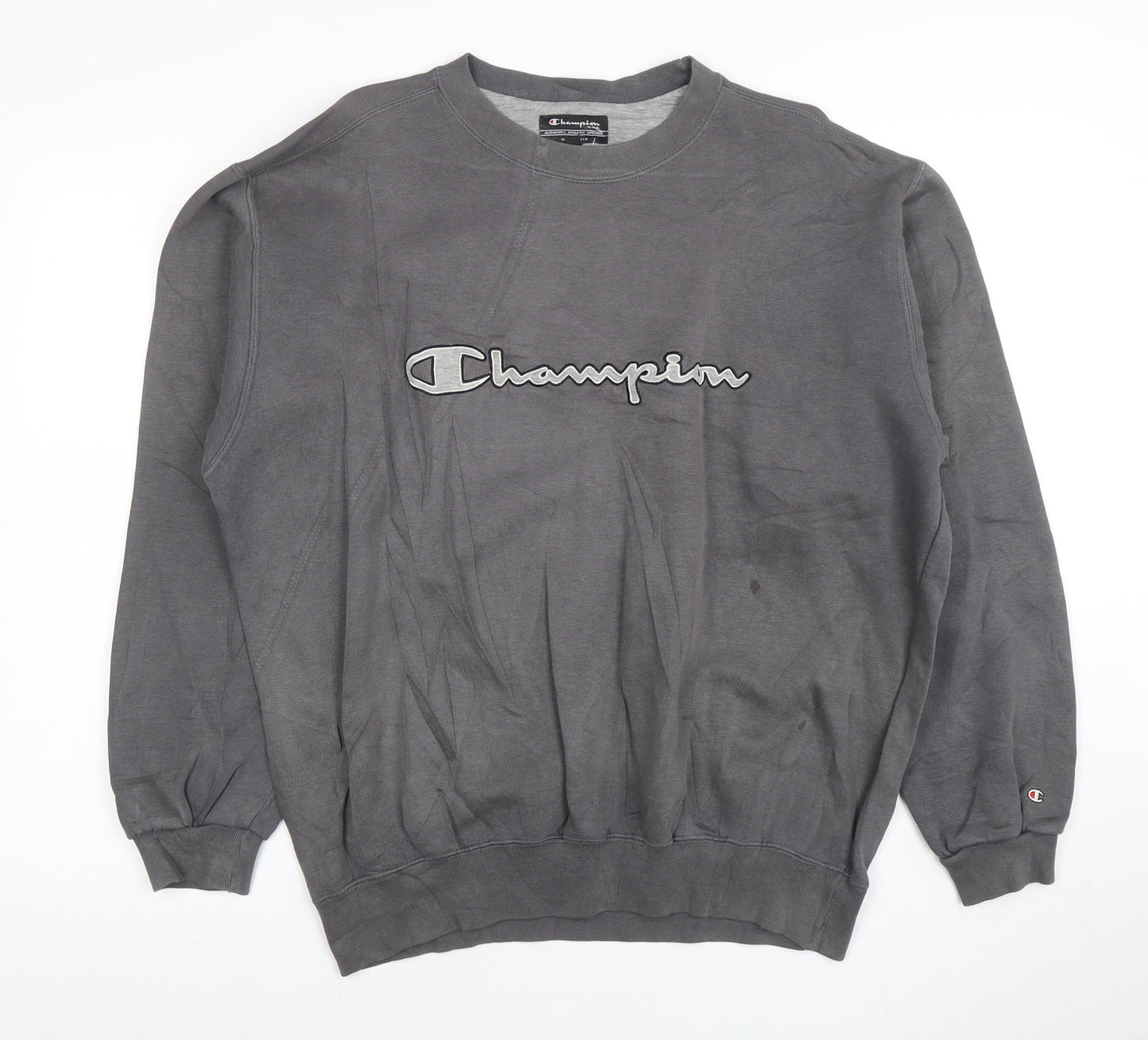 Champion Mens Grey L Pullover Sweatshirt Logo Crew Neck