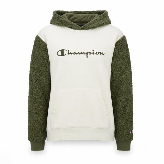 Champion Womens Beige and Green Sherpa Sleeve Pullover Hoodie L