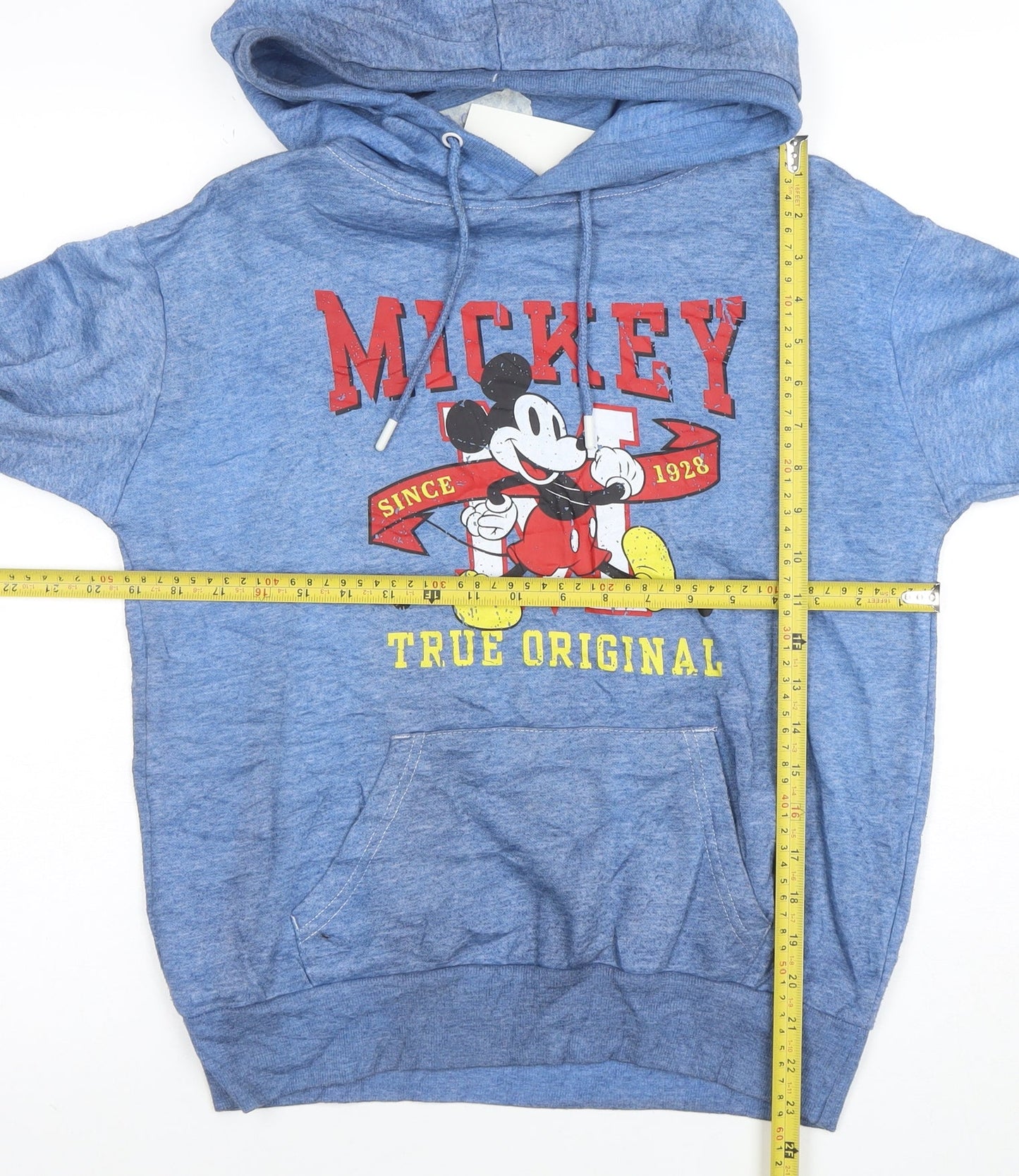 Disney Women Blue Mickey Mouse Pullover Hoodie 2XS Cotton Blend