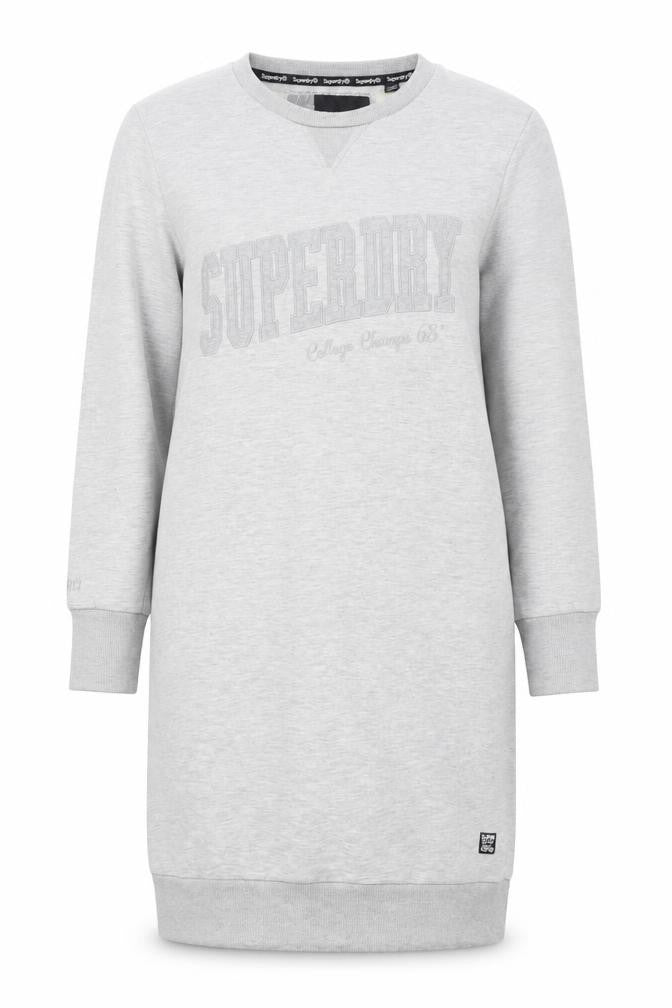 Superdry Women Grey Cotton Blend Long Sleeve T-Shirt Dress Size 14