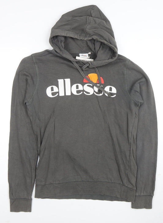 Ellesse Mens Grey Small Pullover Hoodie 100% Cotton Casual Logo Style