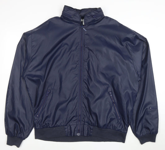 Izod Club Men’s Blue XL Bomber Security Jacket Zip Pockets Nylon