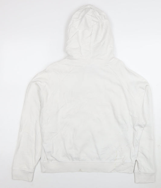 Diesel Men's White Hoodie Medium Pullover Graphic Logo Cotton
