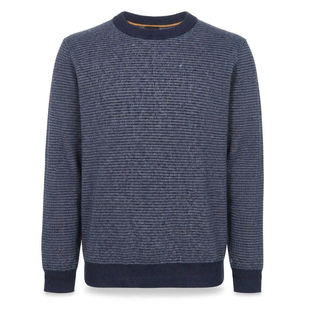 BOSS Men's Blue Cotton Knit Crew Neck Jumper Size M