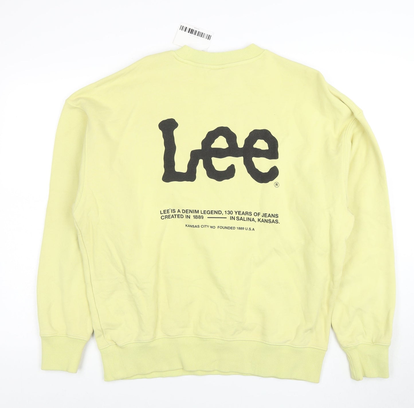 Lee x H&M Men's Yellow Cotton Graphic Logo Pullover Sweatshirt M