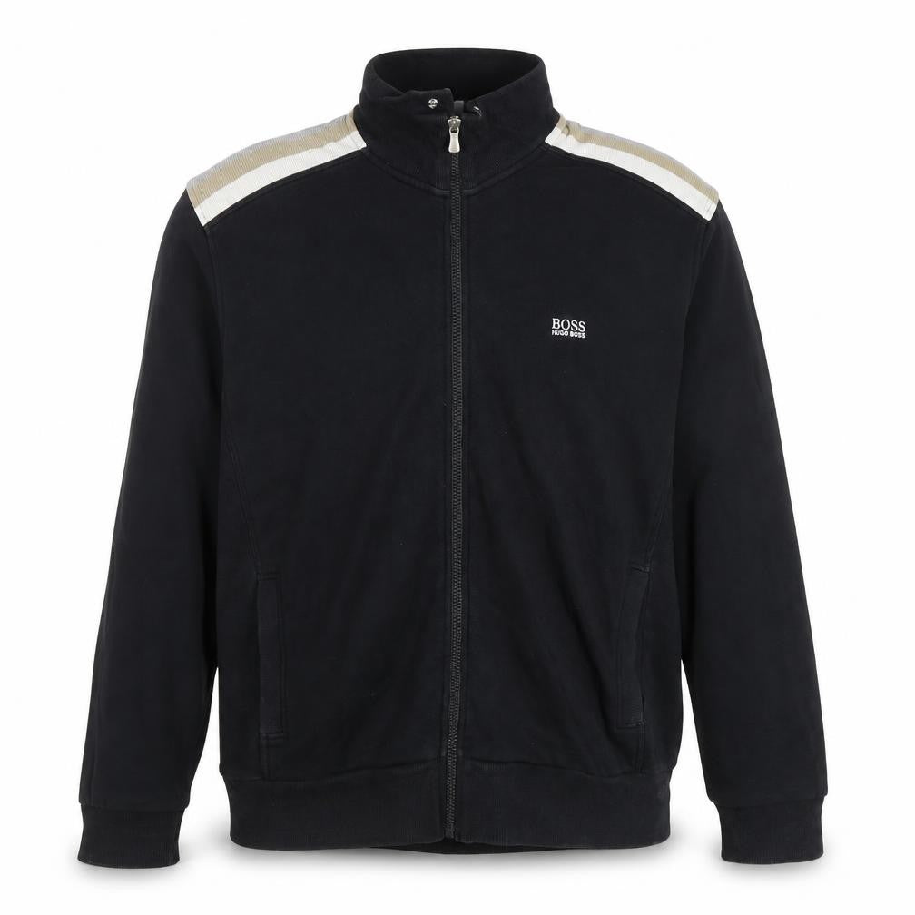 BOSS Mens 7XL Black Full Zip Sweatshirt High Neck Cotton Blend