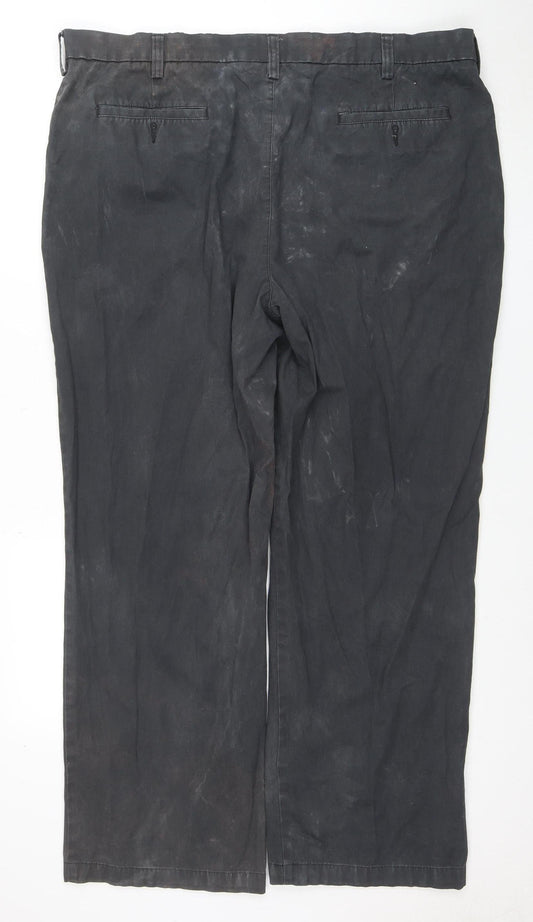 Croft & Barrow Men's Black Chino Trousers 42x32 Regular Fit Cotton Blend