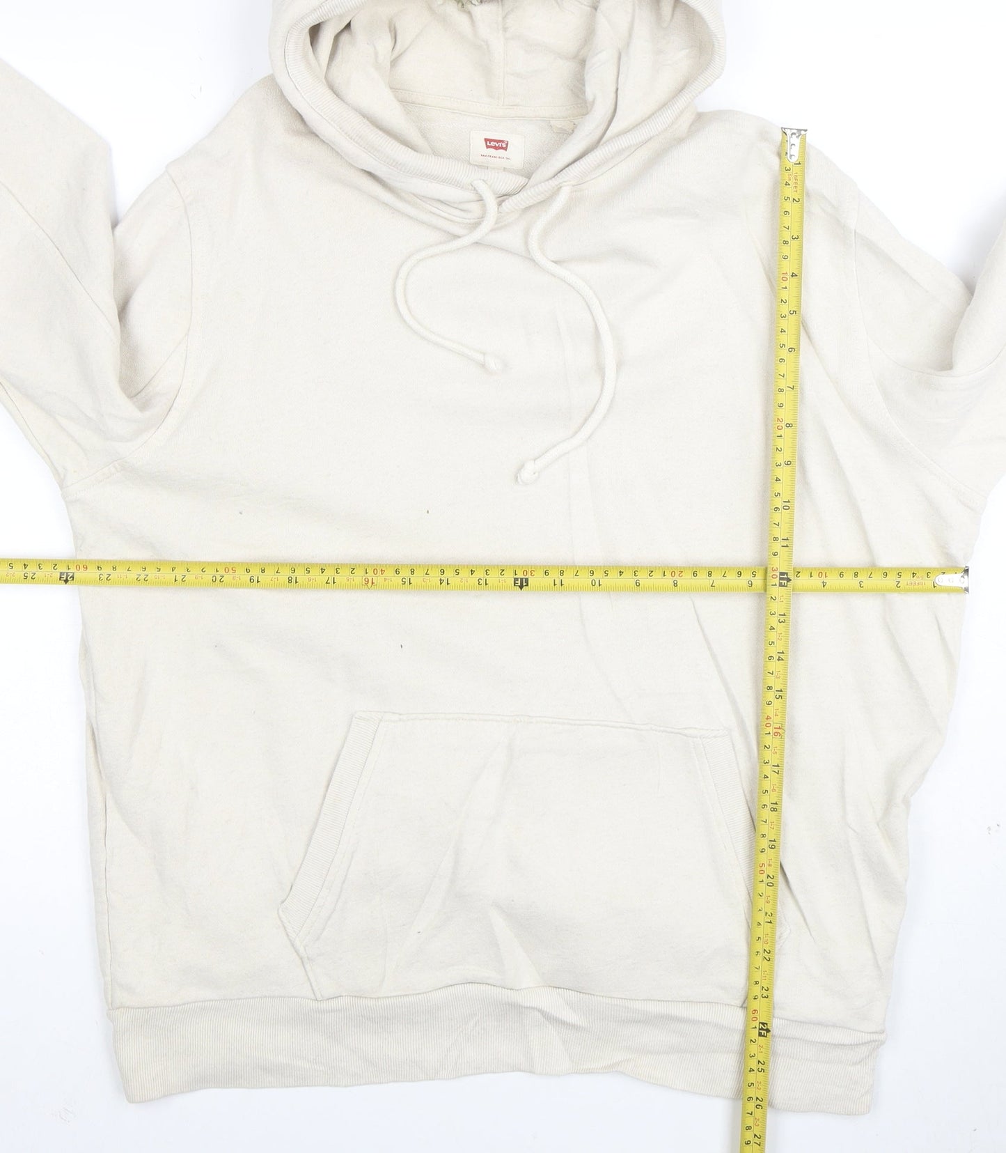 Levi’s Men’s Beige Pullover Hoodie XL Fleece Cotton Blend
