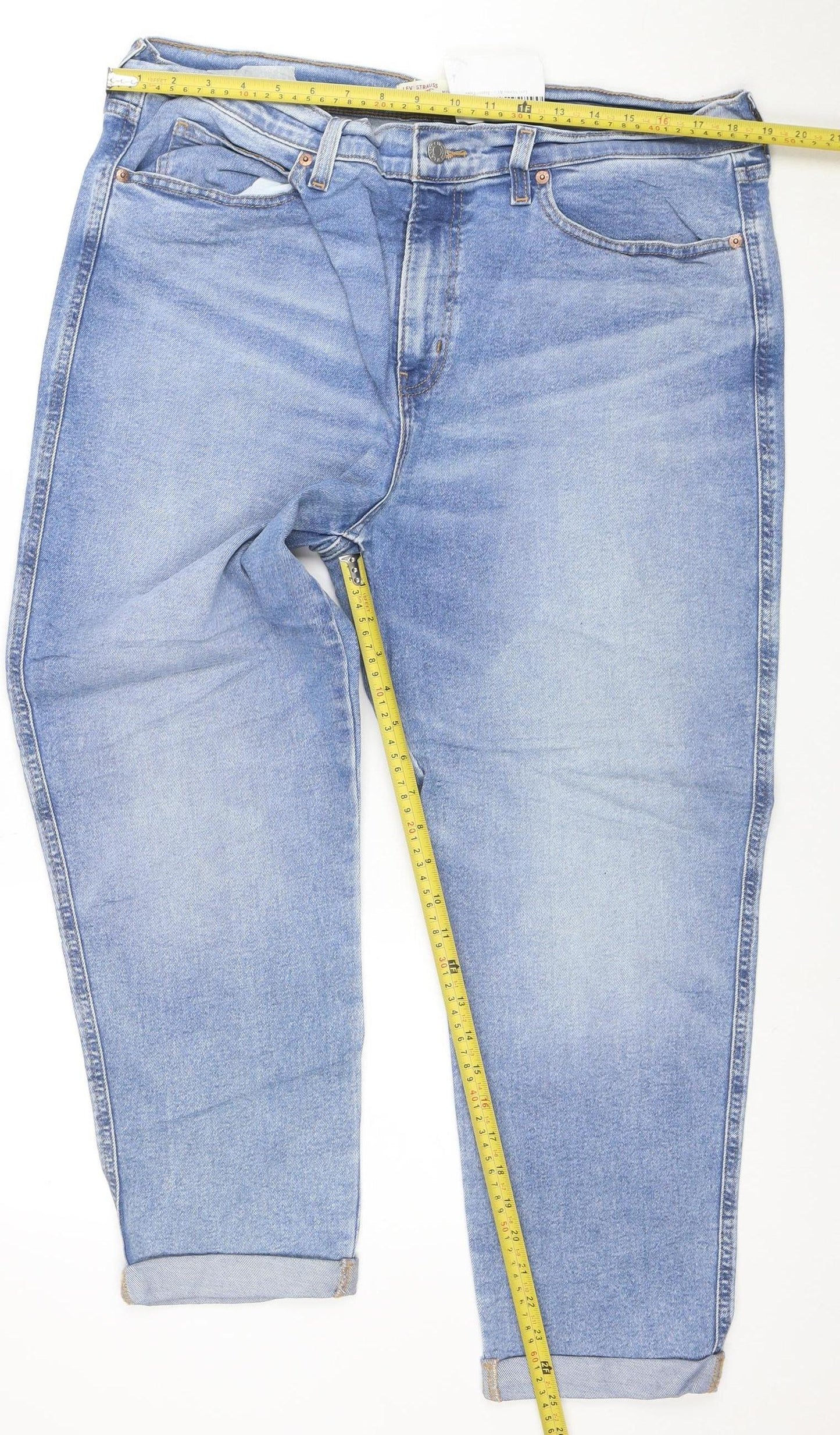 Levi Strauss Signature Womens Blue Mid Rise Boyfriend Jeans Size 16