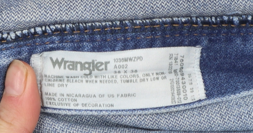 Wrangler Men's Blue 36x36 Slim Fit Straight Leg Denim Jeans