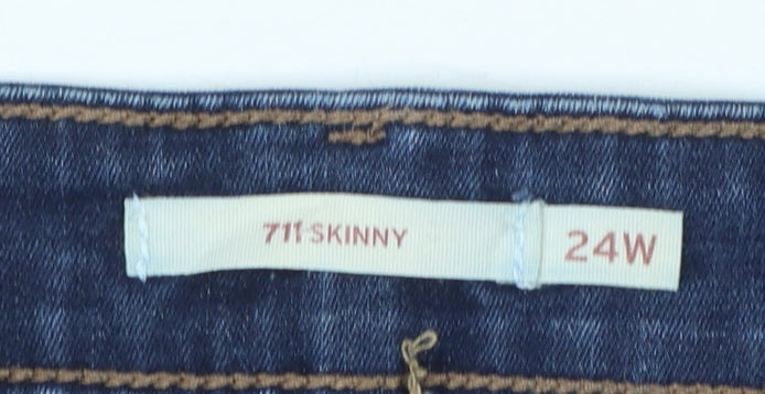 Levi's Women's Blue 711 Skinny Jeans Size 24W Plus Denim Mid Rise