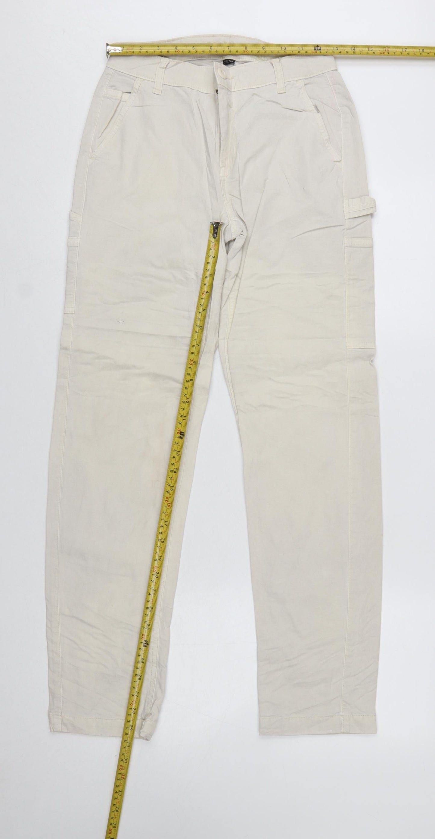 American Eagle Womens Beige Cargo Trousers Size 4 Regular Stretch Cotton Twill
