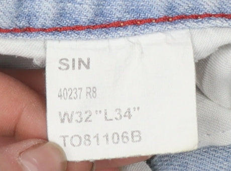 Tommy Hilfiger Men's Light Blue Straight Fit Denim Jeans W32 L34