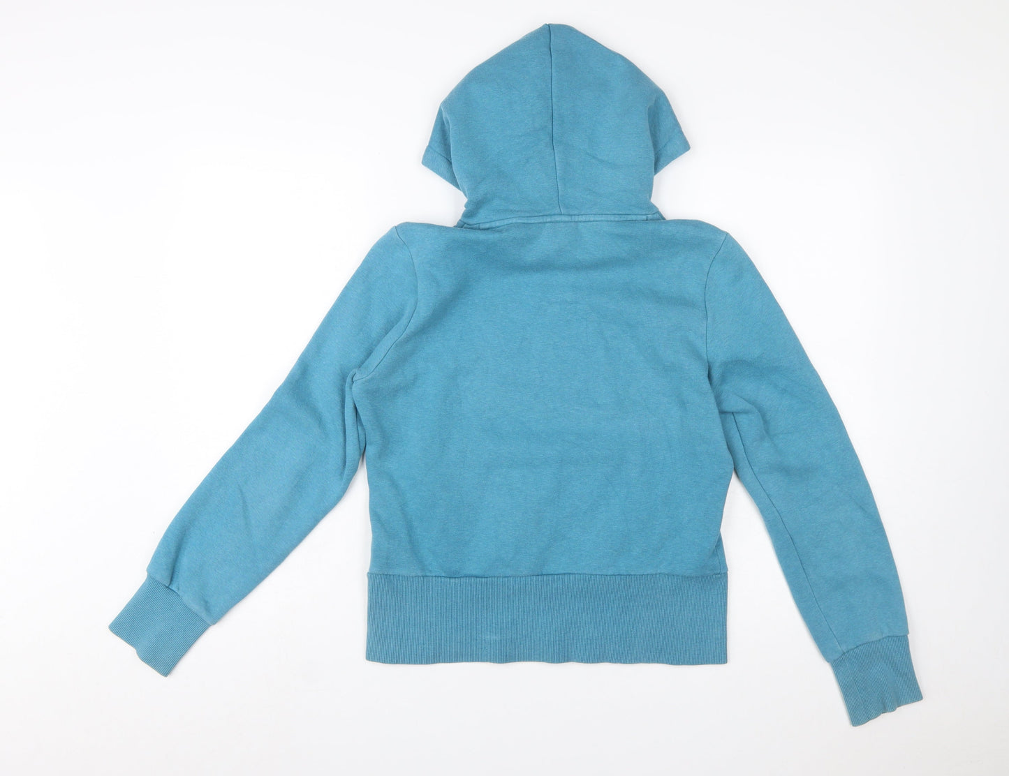 Adidas Women Blue Hoodie Size 10 Cotton Blend Pullover Sweatshirt