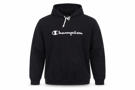 Champion Men's Black 2XL Pullover Hoodie with Logo Print
