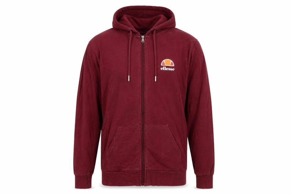 Ellesse Men's Red Full Zip Hoodie L Sportswear Cotton Blend