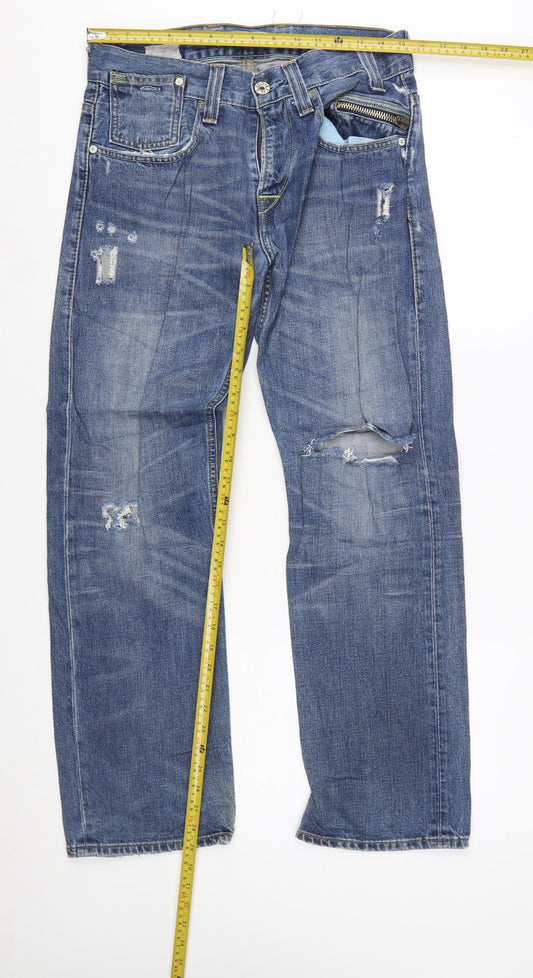 Levi’s 506 Standard Men’s Blue 30x30 Straight Leg Distressed Jeans