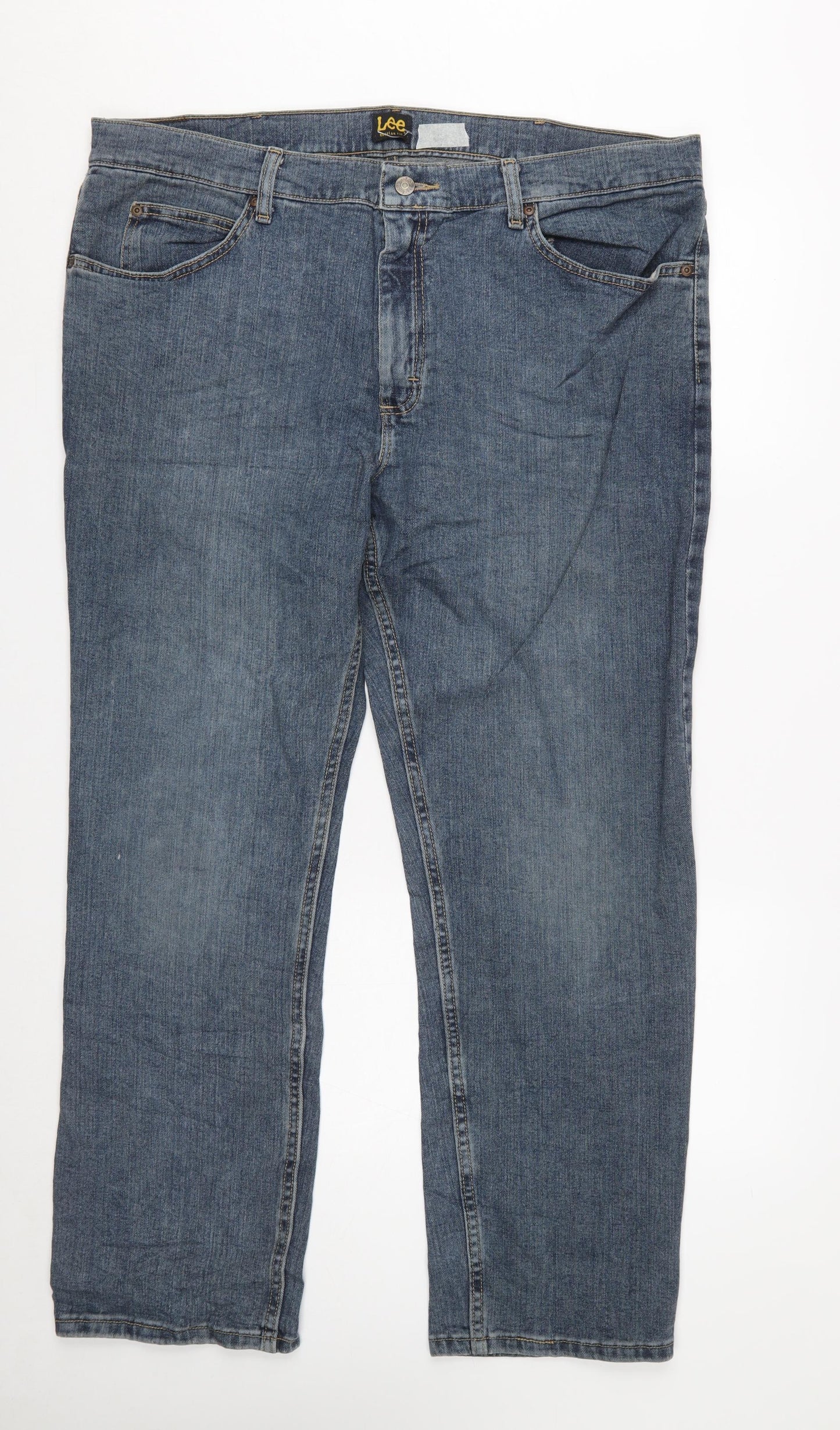 Lee Men's Blue Regular Fit Straight Denim Jeans 40x30