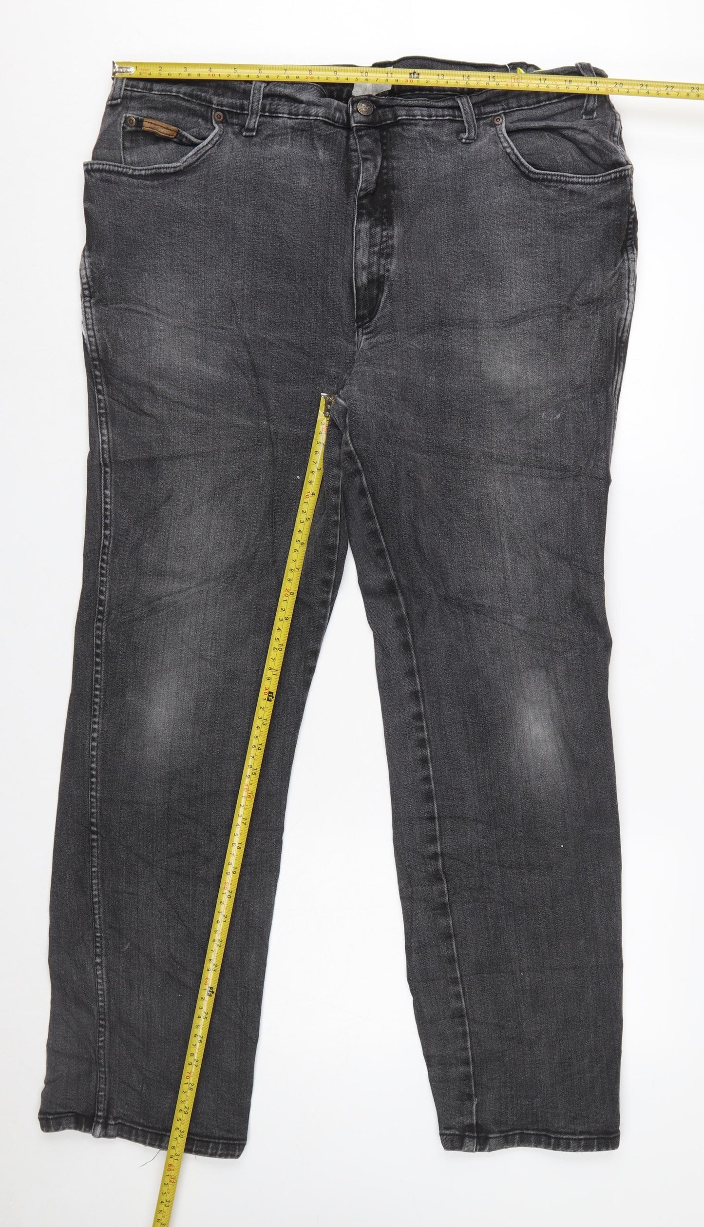 Wrangler Men's Black Jeans W44 L34 Texas Stretch Denim Straight Fit
