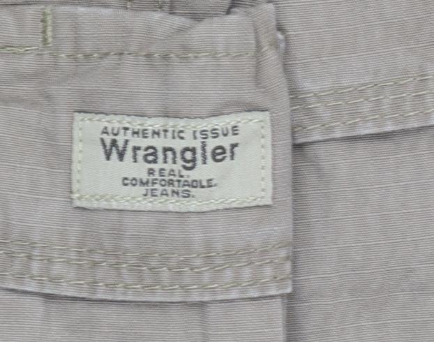 Wrangler Men's Beige Cargo Trousers 40x30 Cotton Relaxed Fit
