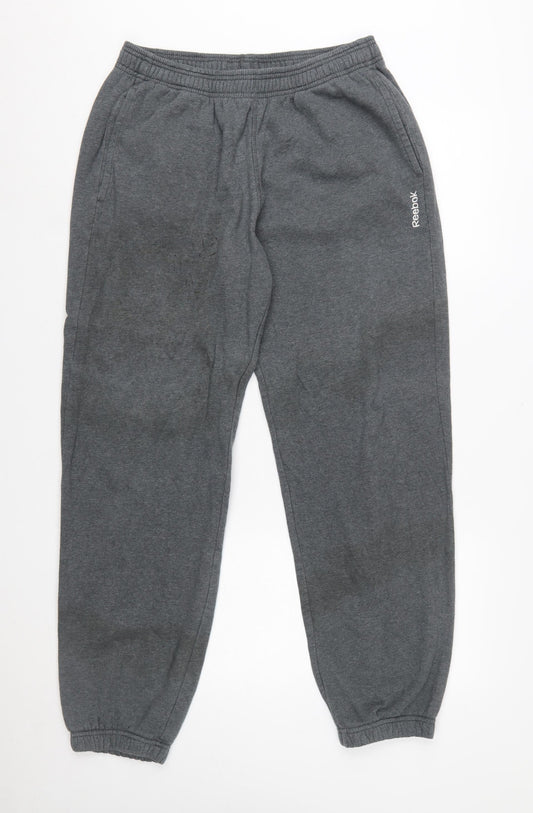 Reebok Men Grey Jogger Fleece Trousers L Regular Fit