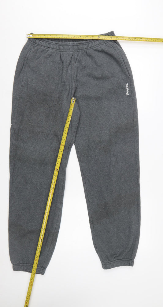 Reebok Men Grey Jogger Fleece Trousers L Regular Fit