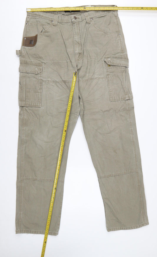 Wrangler Men's Beige Cargo Workwear Trousers 38x36 Cotton