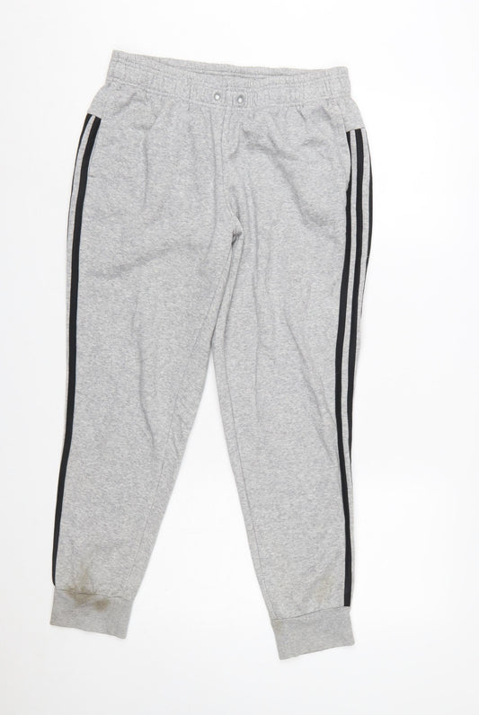 Adidas Womens Grey Jogger Trousers Size M Sports Stripe Casual
