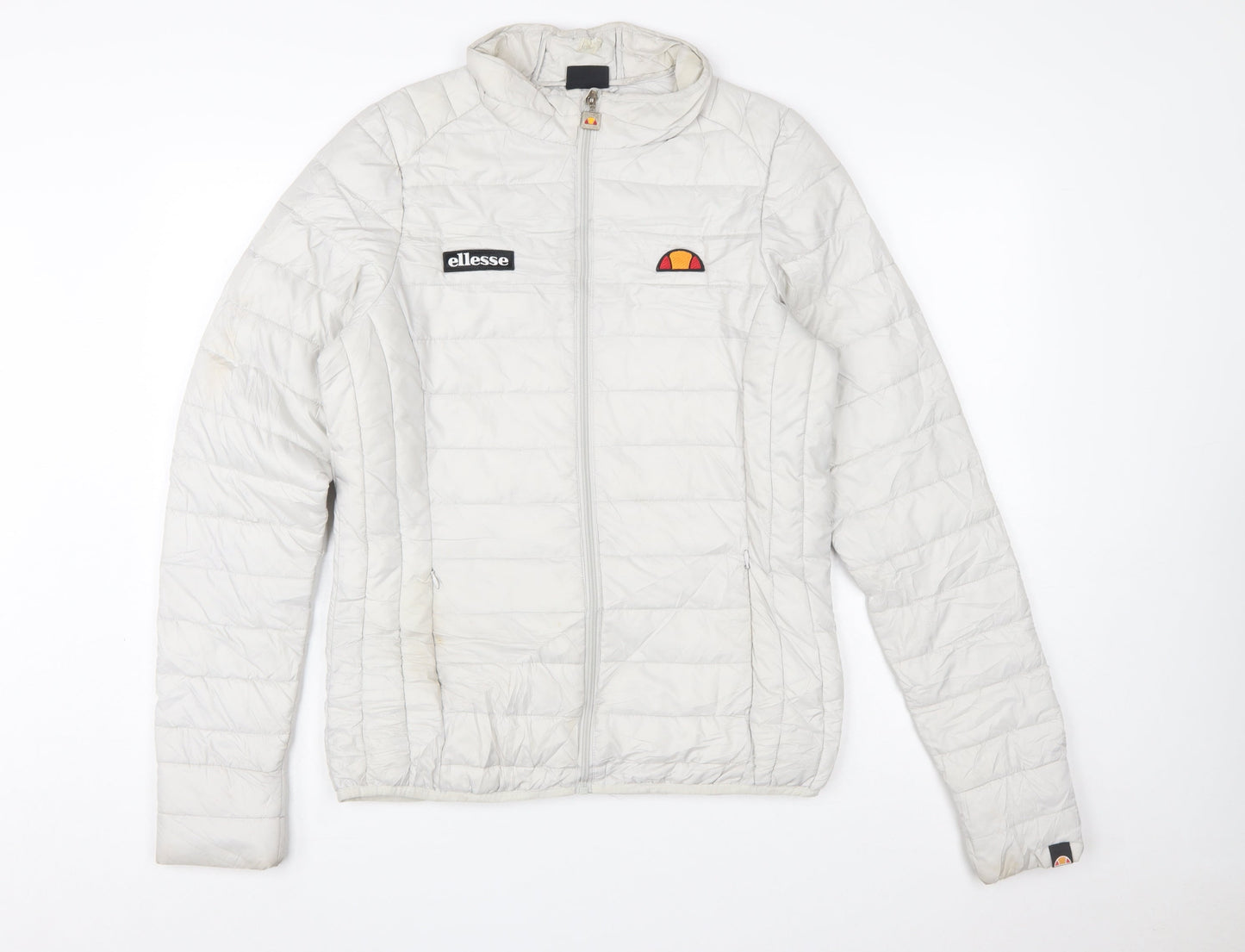 Ellesse Women White Puffer Jacket Size 10 Quilted Lightweight Zip