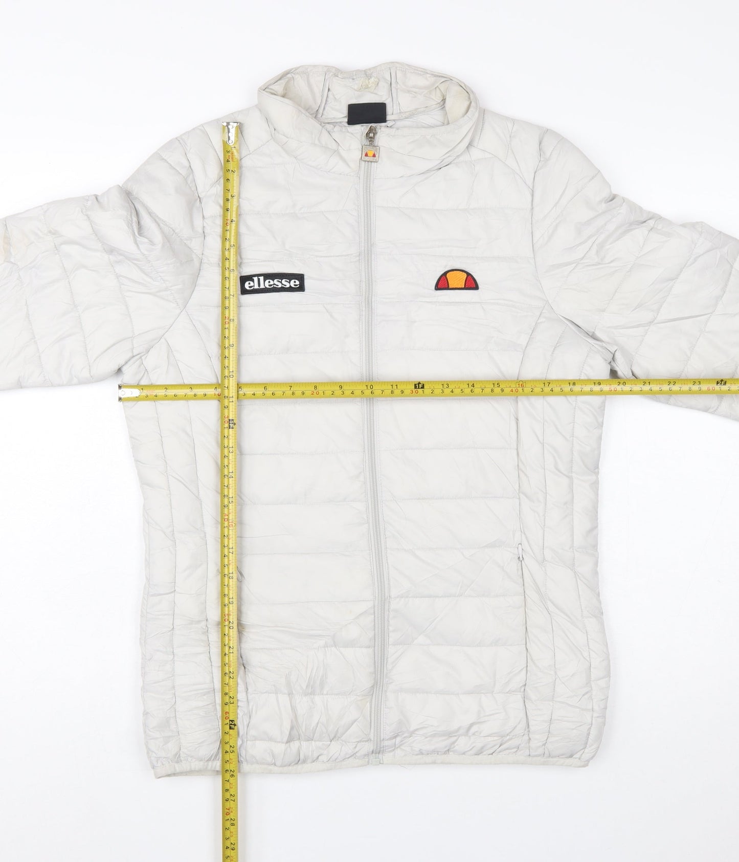 Ellesse Women White Puffer Jacket Size 10 Quilted Lightweight Zip
