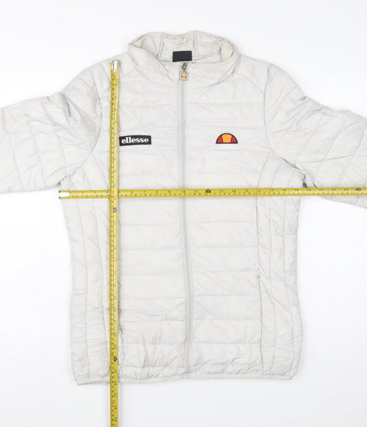 Ellesse Women White Puffer Jacket Size 10 Quilted Lightweight Zip