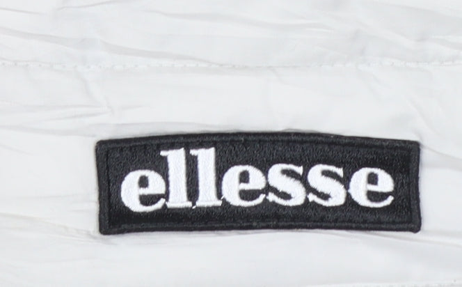 Ellesse Women White Puffer Jacket Size 10 Quilted Lightweight Zip