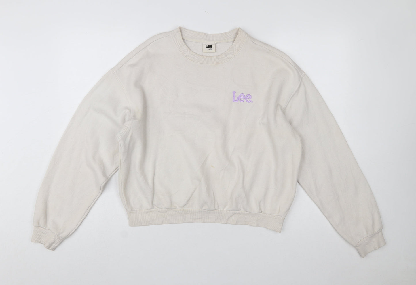 Lee x H&M Women Beige Cotton Blend Pullover Sweatshirt M