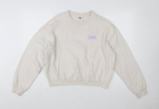 Lee x H&M Women Beige Cotton Blend Pullover Sweatshirt M