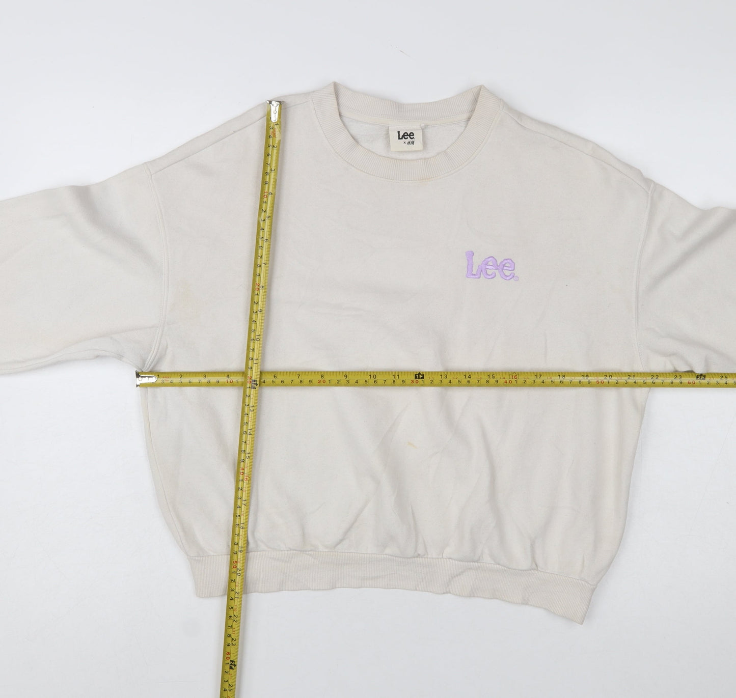 Lee x H&M Women Beige Cotton Blend Pullover Sweatshirt M
