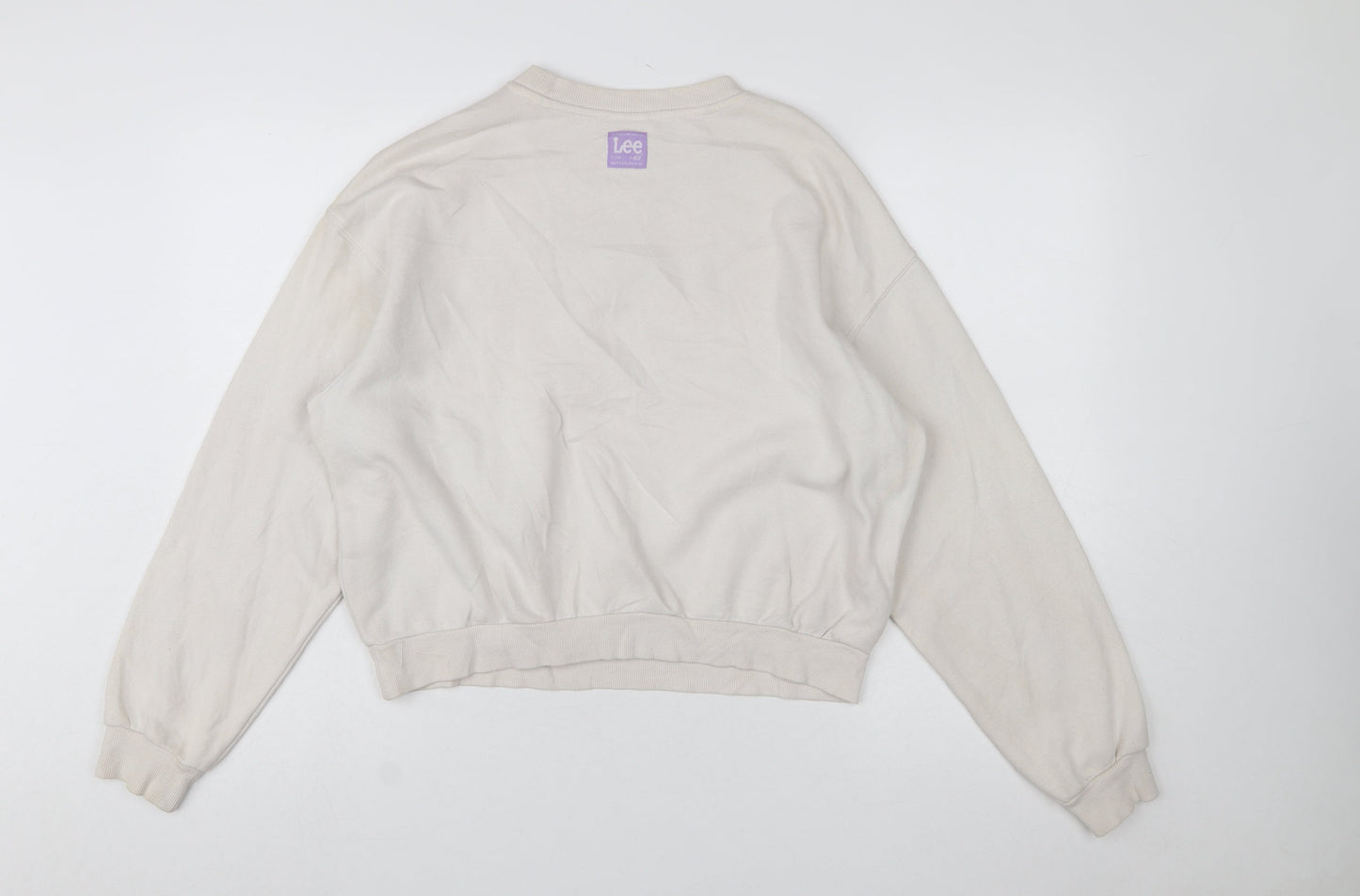 Lee x H&M Women Beige Cotton Blend Pullover Sweatshirt M