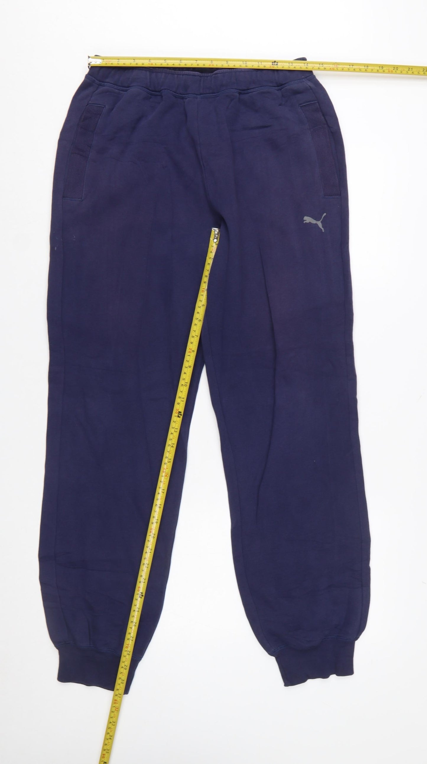 Puma Men Blue Medium Sweatpants Logo Tapered Cotton Blend