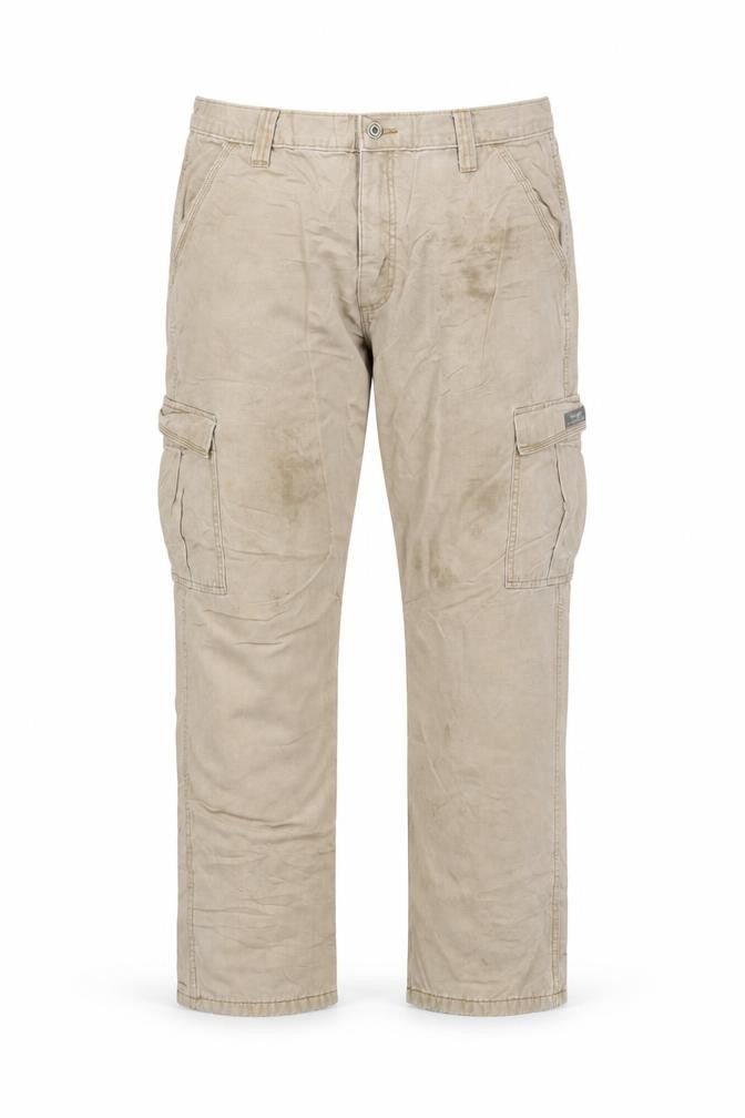 Wrangler Men's Beige Cargo Trousers 36x30 Relaxed Fit Cotton