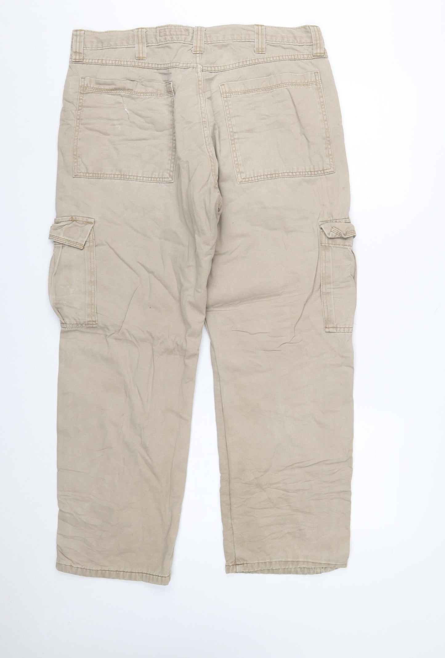 Wrangler Men's Beige Cargo Trousers 36x30 Relaxed Fit Cotton