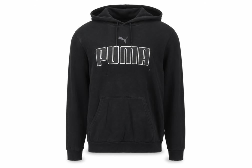 Puma Men's Black Pullover Hoodie Size M Logo Fleece Sweatshirt