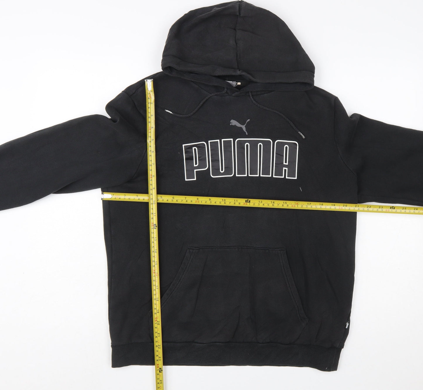 Puma Men's Black Pullover Hoodie Size M Logo Fleece Sweatshirt
