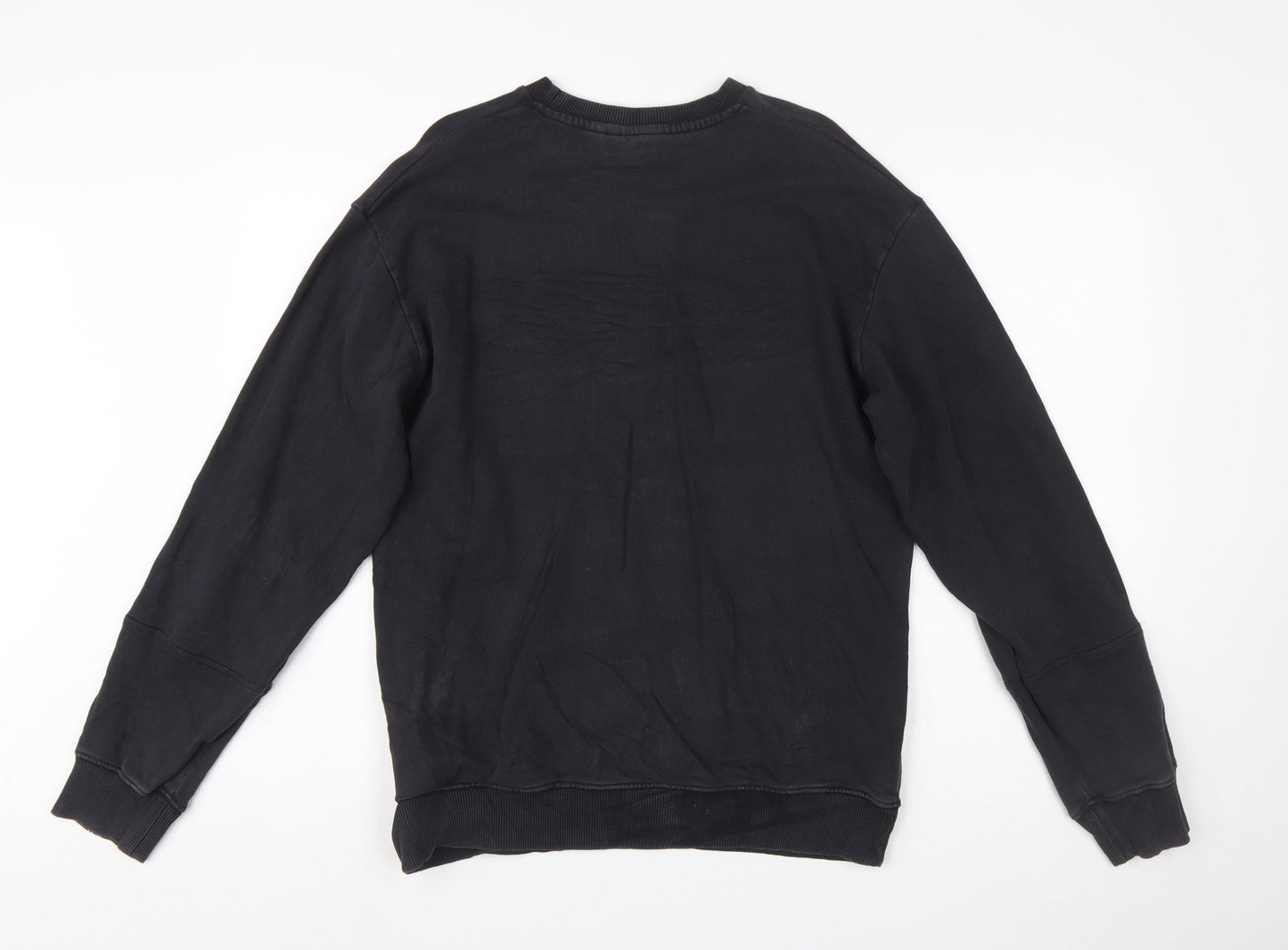 Napapijri Men's Black Small Logo Crew Neck Pullover Sweatshirt
