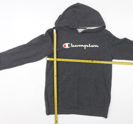 Champion Boys Dark Grey Pullover Hoodie L (14/16) Cotton Blend Sweatshirt