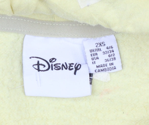 Disney Women 2XS Yellow Pullover Hoodie Winnie the Pooh Design