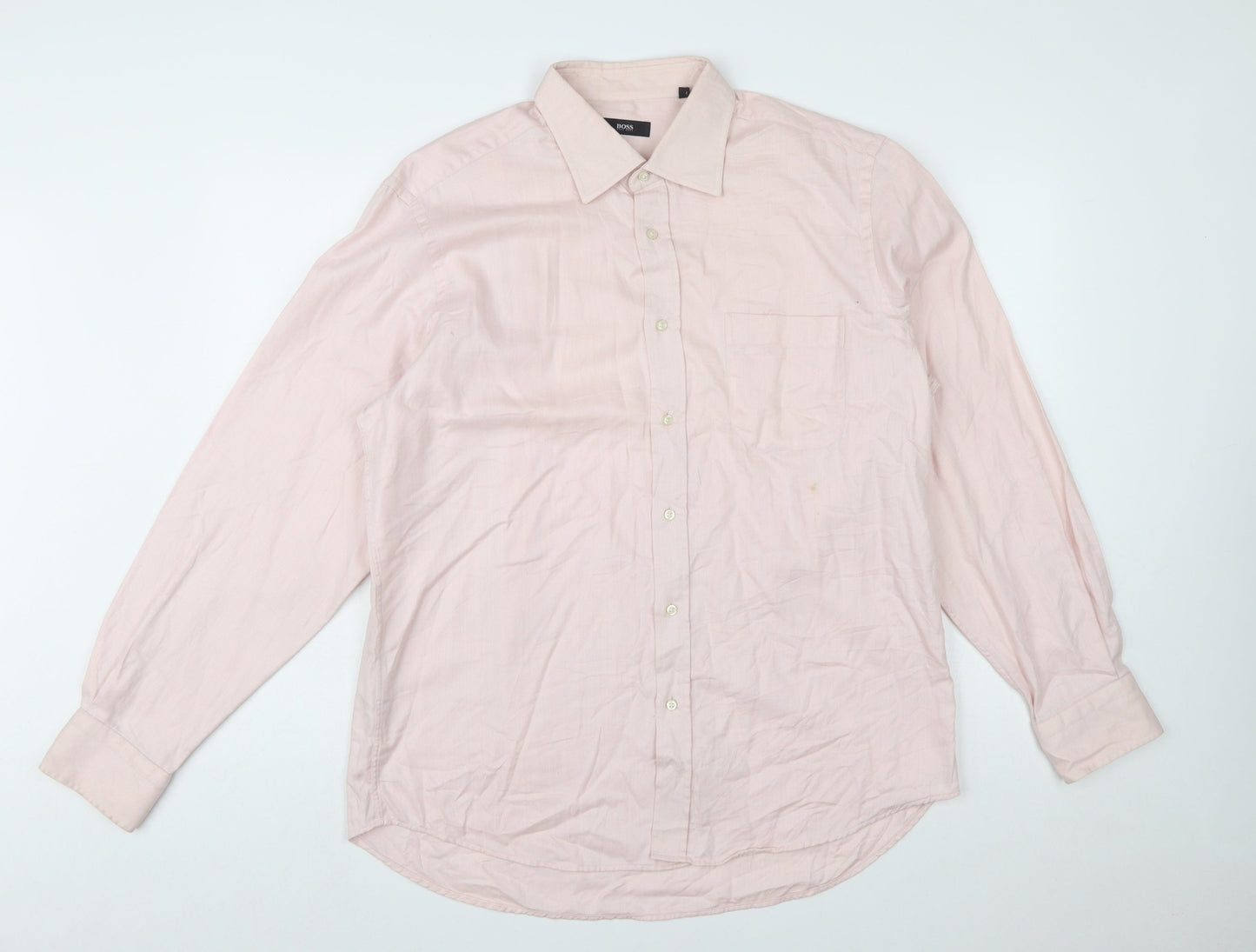 Hugo Boss Men's Pink 100% Cotton Long Sleeve Regular Fit Shirt 17 43