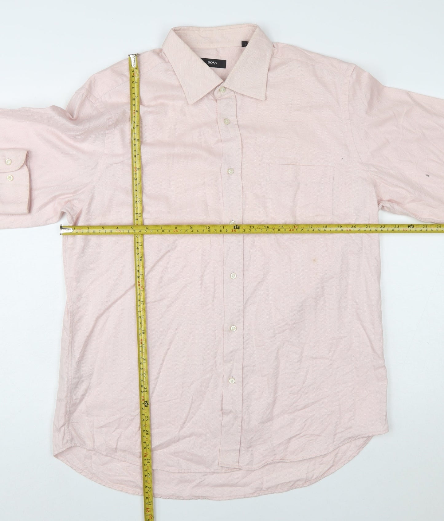 Hugo Boss Men's Pink 100% Cotton Long Sleeve Regular Fit Shirt 17 43