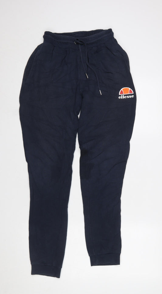 Ellesse Men Navy Blue Small Jogger Sweatpants with Logo and Pockets