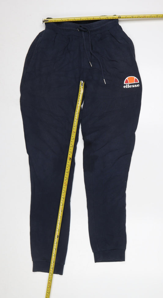 Ellesse Men Navy Blue Small Jogger Sweatpants with Logo and Pockets