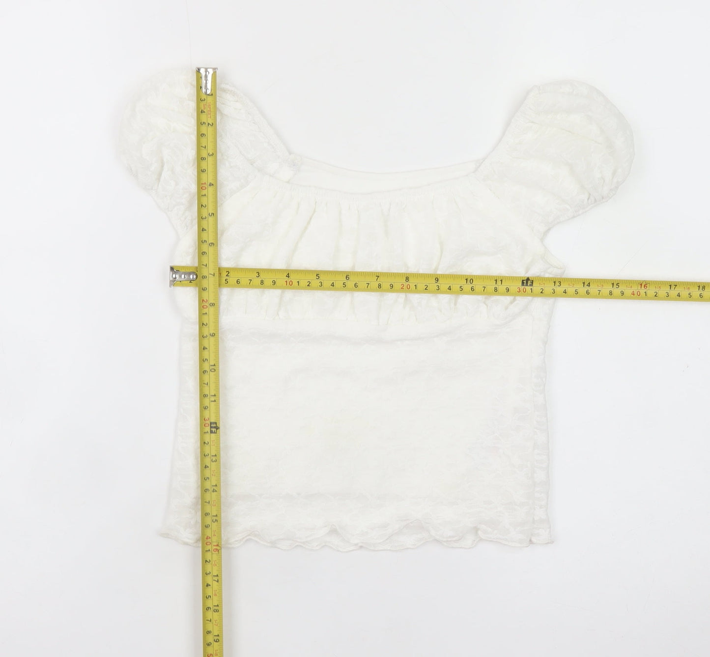 Primark Girls White Lace Puff Sleeve Camisole Blouse 9-10 Years