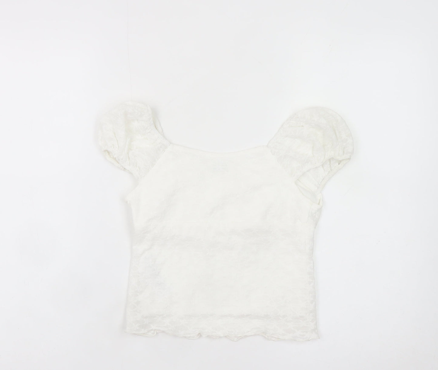 Primark Girls White Lace Puff Sleeve Camisole Blouse 9-10 Years